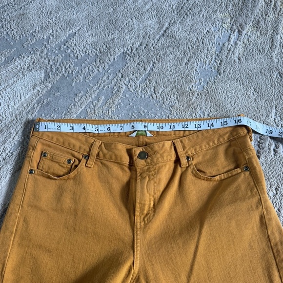 GARNET HILL Jeans mustard yellow jeans slim leg stretch mid rise size 10 long - Picture 4 of 10